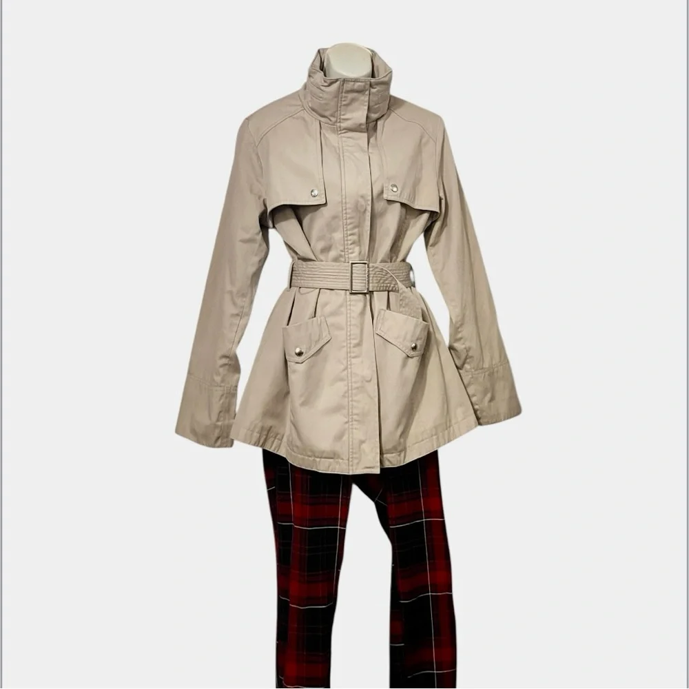 Michael Michael Kors Women’s Light Khaki Beige Belted Trench Coat Sz L